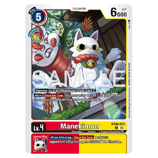Manekimon BT26-012 card from the Digimon set Timeless Bonds
