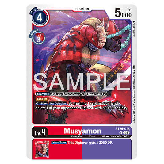 Musyamon BT26-013 card from the Digimon set Timeless Bonds