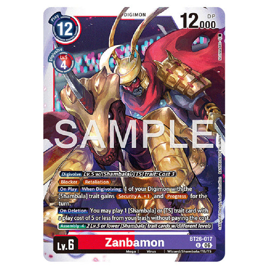 Zanbamon BT26-017 card from the Digimon set Timeless Bonds