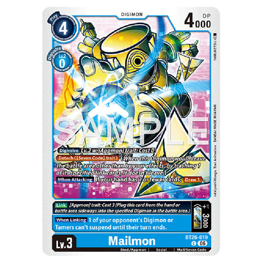 Mailmon BT26-019 card from the Digimon set Timeless Bonds