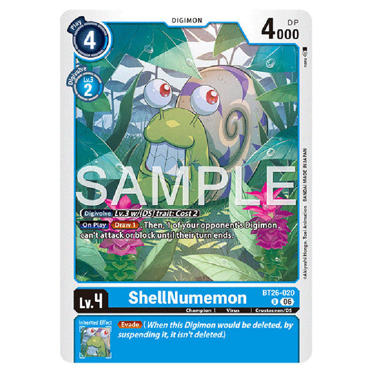 ShellNumemon BT26-020 card from the Digimon set Timeless Bonds