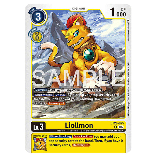 Liollmon BT26-025 card from the Digimon set Timeless Bonds