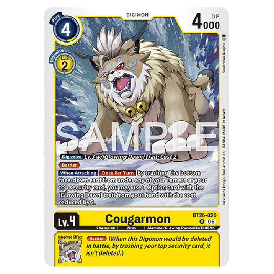 Cougarmon BT26-026 card from the Digimon set Timeless Bonds