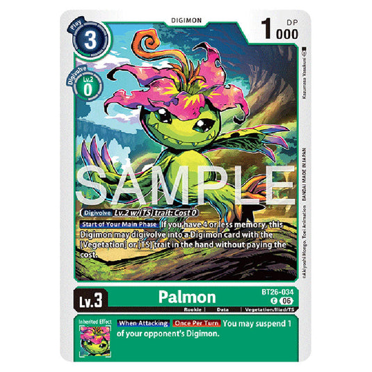 Palmon BT26-034 card from the Digimon set Timeless Bonds