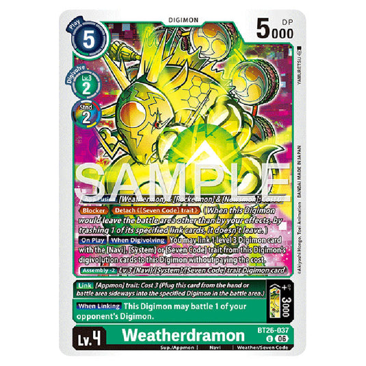 Weatherdramon BT26-037 card from the Digimon set Timeless Bonds