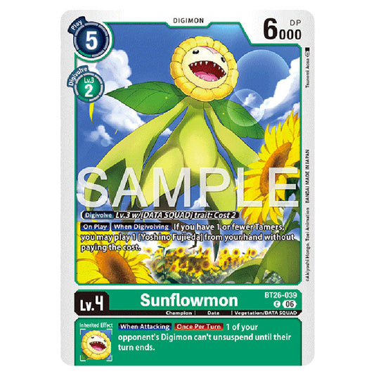 Sunflowmon BT26-039 card from the Digimon set Timeless Bonds
