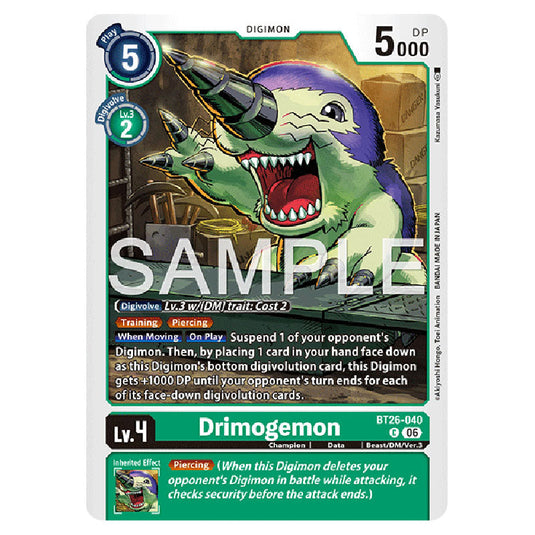Drimogemon BT26-040 card from the Digimon set Timeless Bonds
