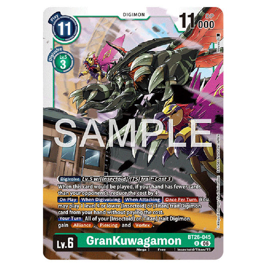 GranKuwagamon BT26-045 card from the Digimon set Timeless Bonds