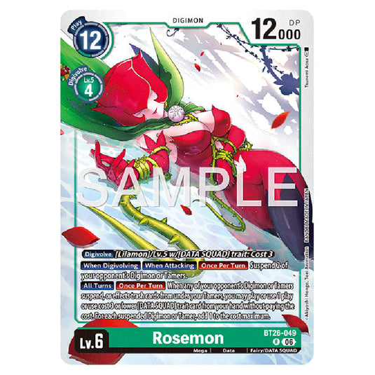 Rosemon BT26-049 card from the Digimon set Timeless Bonds