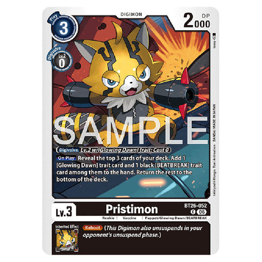 Pristimon BT26-052 card from the Digimon set Timeless Bonds