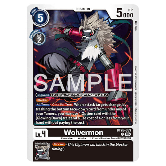 Wolvermon BT26-053 card from the Digimon set Timeless Bonds