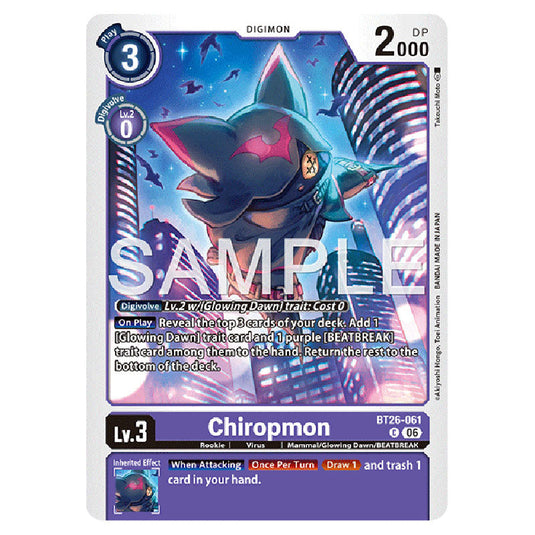 Chiropmon BT26-061 card from the Digimon set Timeless Bonds