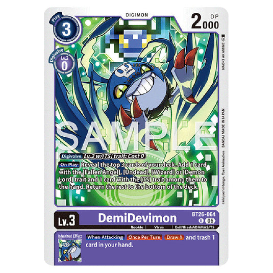 DemiDevimon BT26-064 card from the Digimon set Timeless Bonds