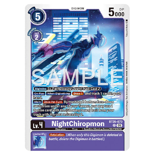 NightChiropmon BT26-070 card from the Digimon set Timeless Bonds