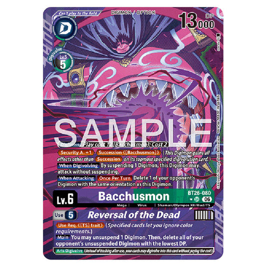 Bacchusmon BT26-080a card from the Digimon set Timeless Bonds