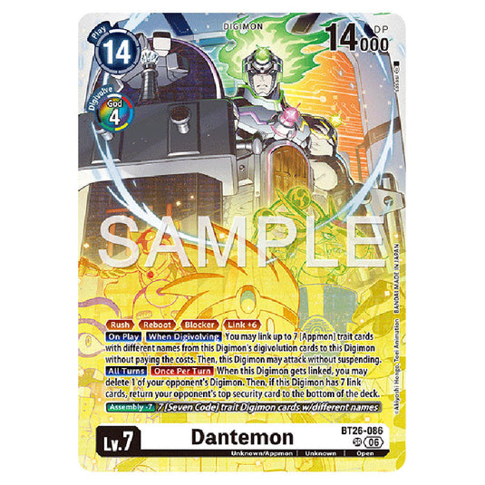 Dantemon BT26-086 card from the Digimon set Timeless Bonds