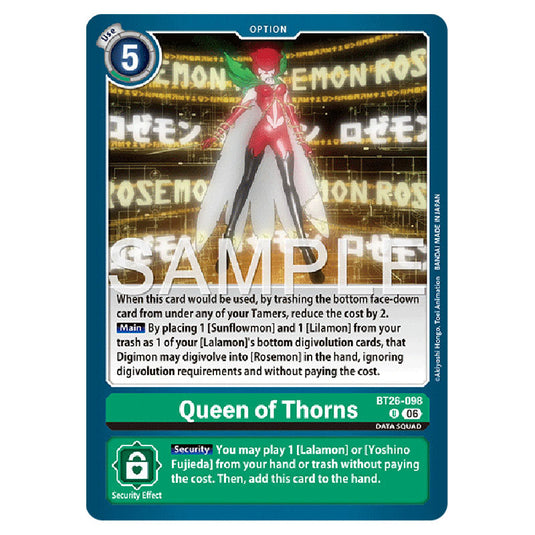 Queen of Thorns BT26-098 card from the Digimon set Timeless Bonds