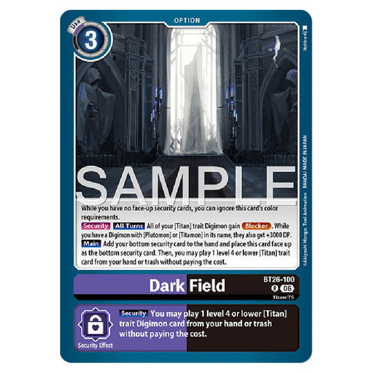 Dark Field BT26-100 card from the Digimon set Timeless Bonds