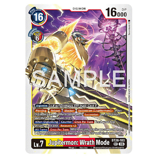Jupitermon: Wrath Mode BT26-103 card from the Digimon set Timeless Bonds