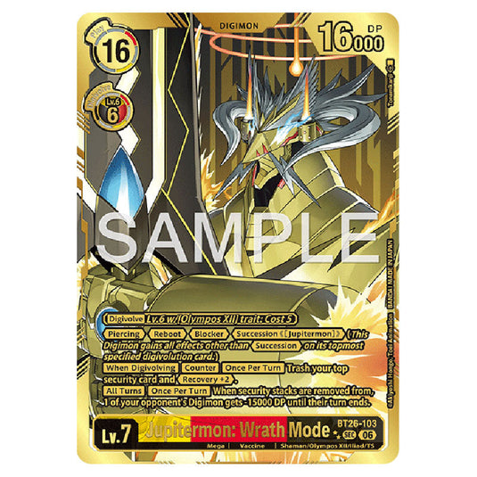 Jupitermon: Wrath Mode BT26-103b card from the Digimon set Timeless Bonds