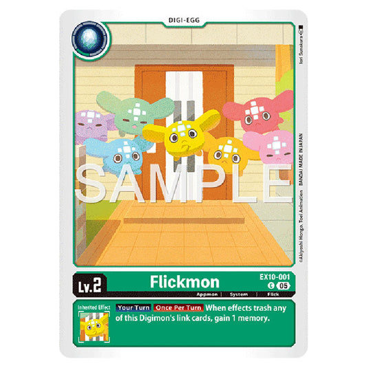 Flickmon EX10-001 card from the Digimon set EX-10: Extra Booster Sinister Order