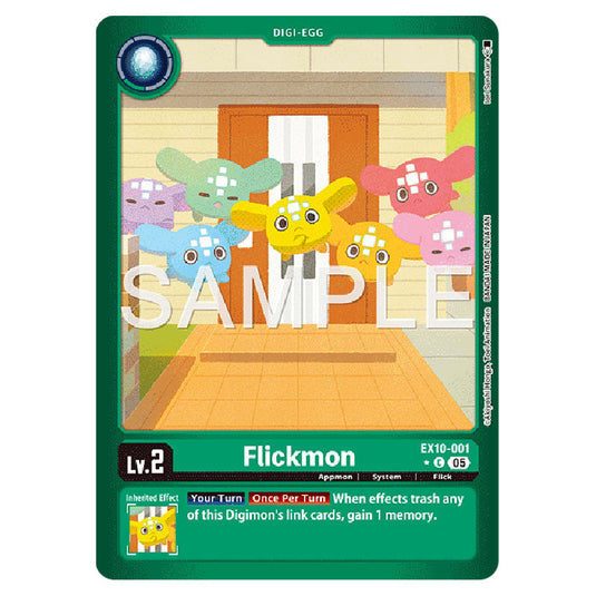 Flickmon EX10-001A card from the Digimon set EX-10: Extra Booster Sinister Order