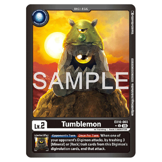 Tumblemon EX10-003A card from the Digimon set EX-10: Extra Booster Sinister Order