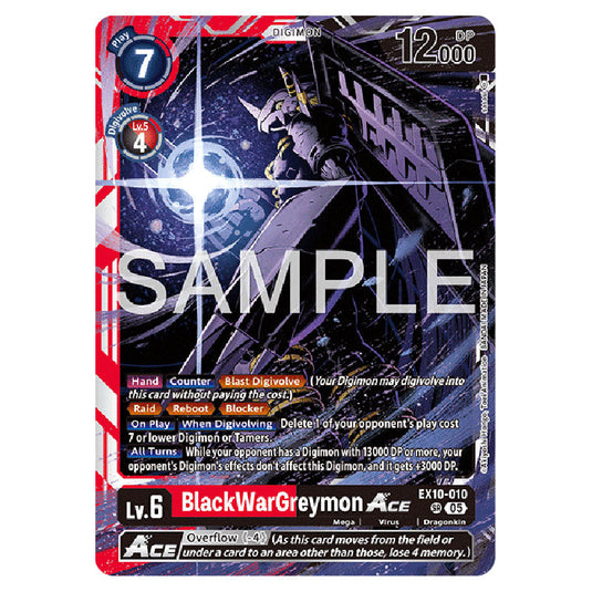 BlackWarGreymon EX10-010 card from the Digimon set EX-10: Extra Booster Sinister Order