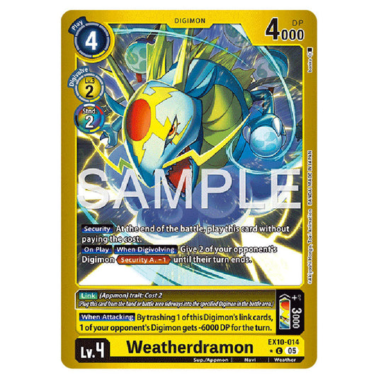 Weatherdramon EX10-014A card from the Digimon set EX-10: Extra Booster Sinister Order