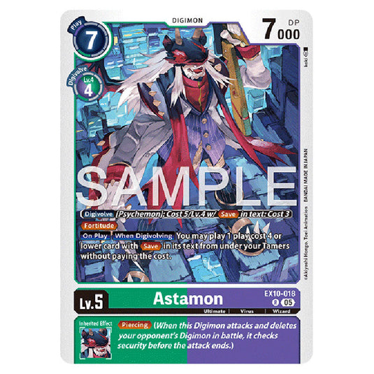 Astamon EX10-018 card from the Digimon set EX-10: Extra Booster Sinister Order