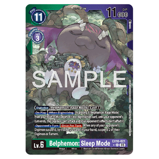 Belphemon: Sleep Mode EX10-021A card from the Digimon set EX-10: Extra Booster Sinister Order