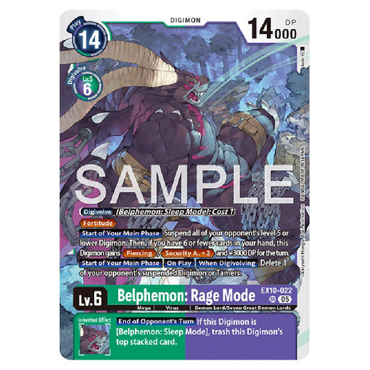 Belphemon: Rage Mode EX10-022 card from the Digimon set EX-10: Extra Booster Sinister Order