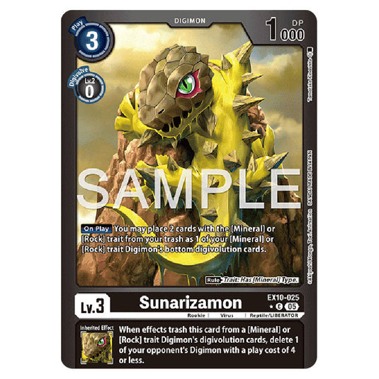 Sunarizamon EX10-025A card from the Digimon set EX-10: Extra Booster Sinister Order