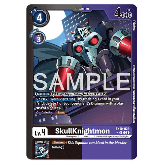 SkullKnightmon EX10-026A card from the Digimon set EX-10: Extra Booster Sinister Order