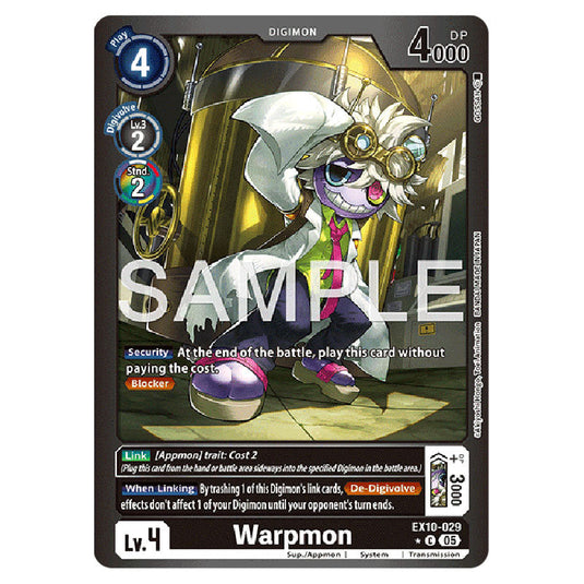 Warpmon EX10-029A card from the Digimon set EX-10: Extra Booster Sinister Order