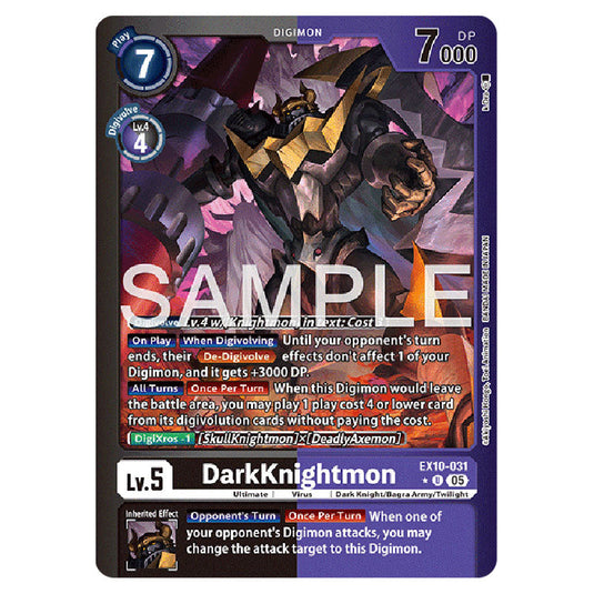 DarkKnightmon EX10-031A card from the Digimon set EX-10: Extra Booster Sinister Order