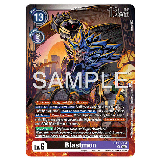 Blastmon EX10-034 card from the Digimon set EX-10: Extra Booster Sinister Order