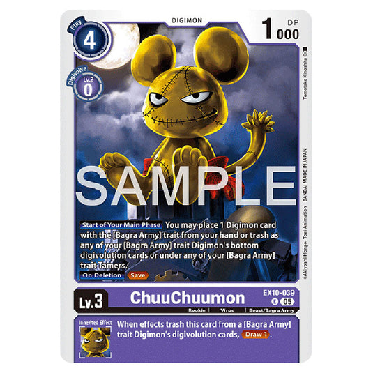 ChuuChuumon EX10-039 card from the Digimon set EX-10: Extra Booster Sinister Order