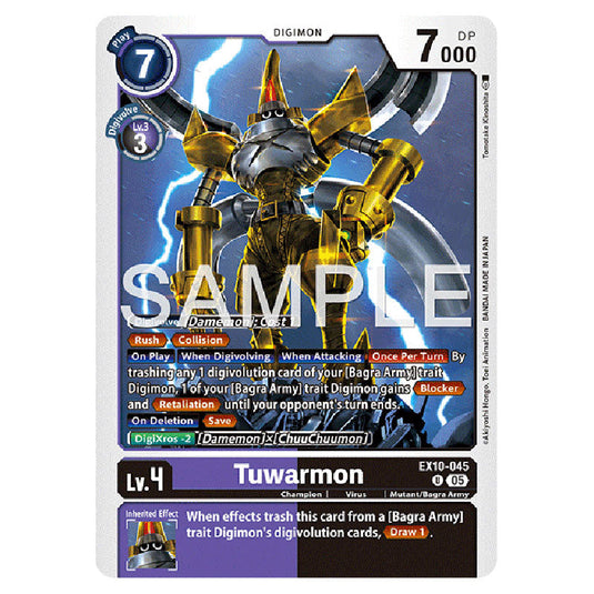 Tuwarmon EX10-045 card from the Digimon set EX-10: Extra Booster Sinister Order