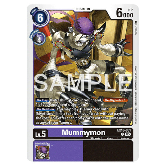 Mummymon EX10-051 card from the Digimon set EX-10: Extra Booster Sinister Order