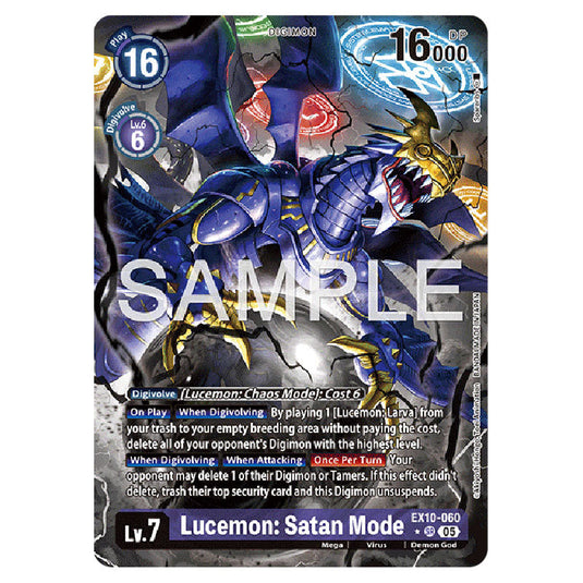 Lucemon: Satan Mode EX10-060A card from the Digimon set EX-10: Extra Booster Sinister Order