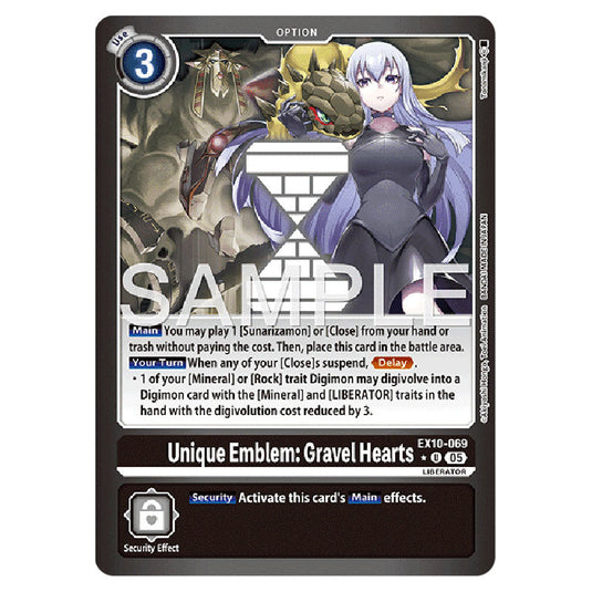 Unique Emblem: Gravel Hearts EX10-069A card from the Digimon set EX-10: Extra Booster Sinister Order