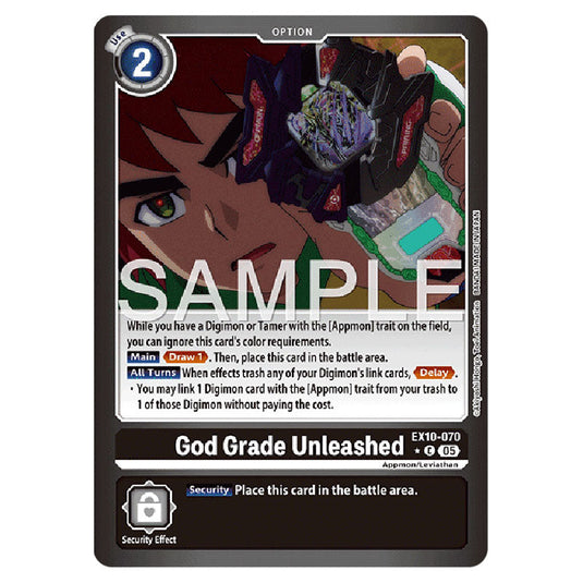 God Grade Unleashed EX10-070A card from the Digimon set EX-10: Extra Booster Sinister Order