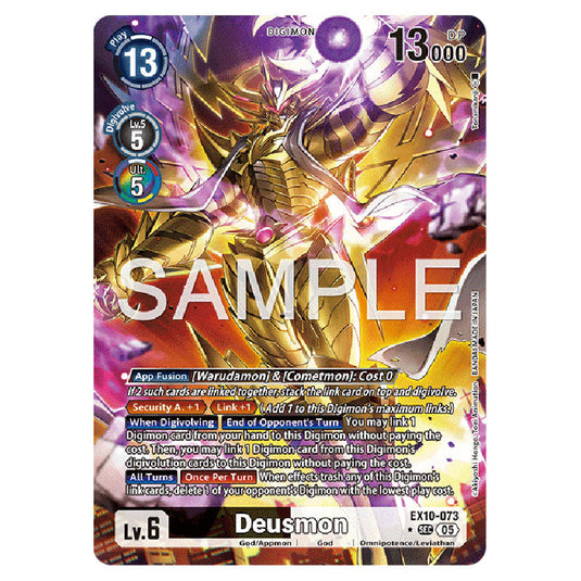 Deusmon EX10-073A card from the Digimon set EX-10: Extra Booster Sinister Order