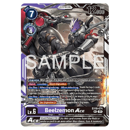 Beelzemon EX10-074 card from the Digimon set EX-10: Extra Booster Sinister Order