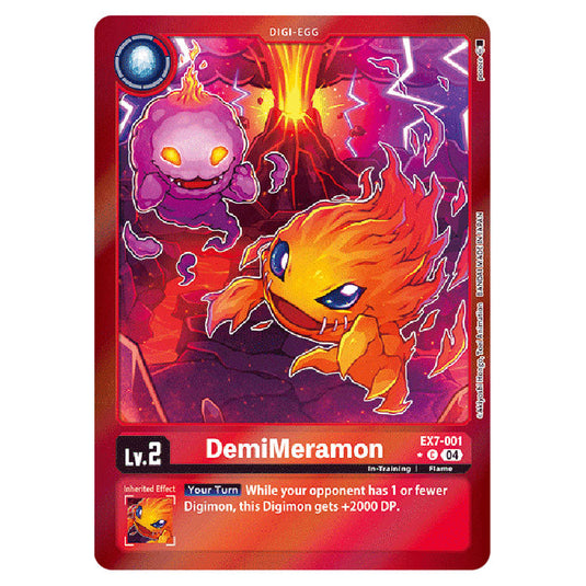 DemiMeramon (Alternative Art) EX7-001A card from the Digimon set EX-07: Extra Booster Digimon Liberator