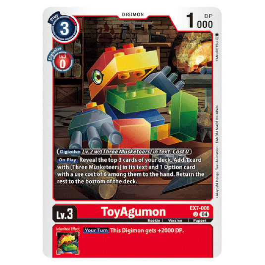 ToyAgumon EX7-008 card from the Digimon set EX-07: Extra Booster Digimon Liberator