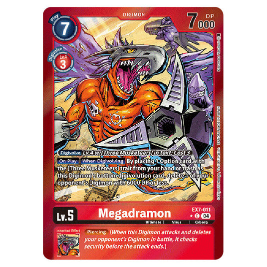 Megadramon (Alternative Art) EX7-011A card from the Digimon set EX-07: Extra Booster Digimon Liberator