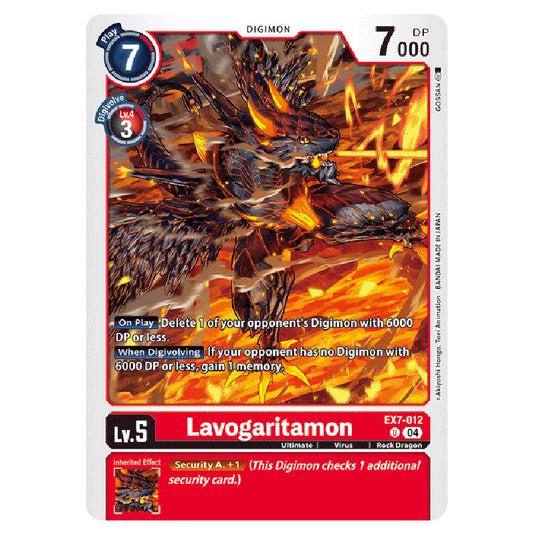 Lavogaritamon EX7-012 card from the Digimon set EX-07: Extra Booster Digimon Liberator