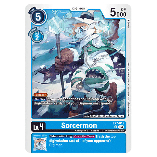 Sorcermon EX7-019 card from the Digimon set EX-07: Extra Booster Digimon Liberator